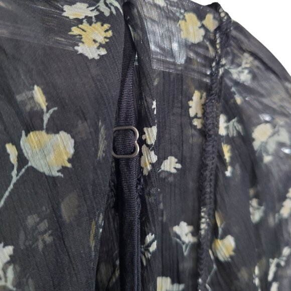 Abercrombie Fitch Dress XLP Petite XL Floral Tiered Chiffon Sheer Puff Sleeve - Picture 9 of 11